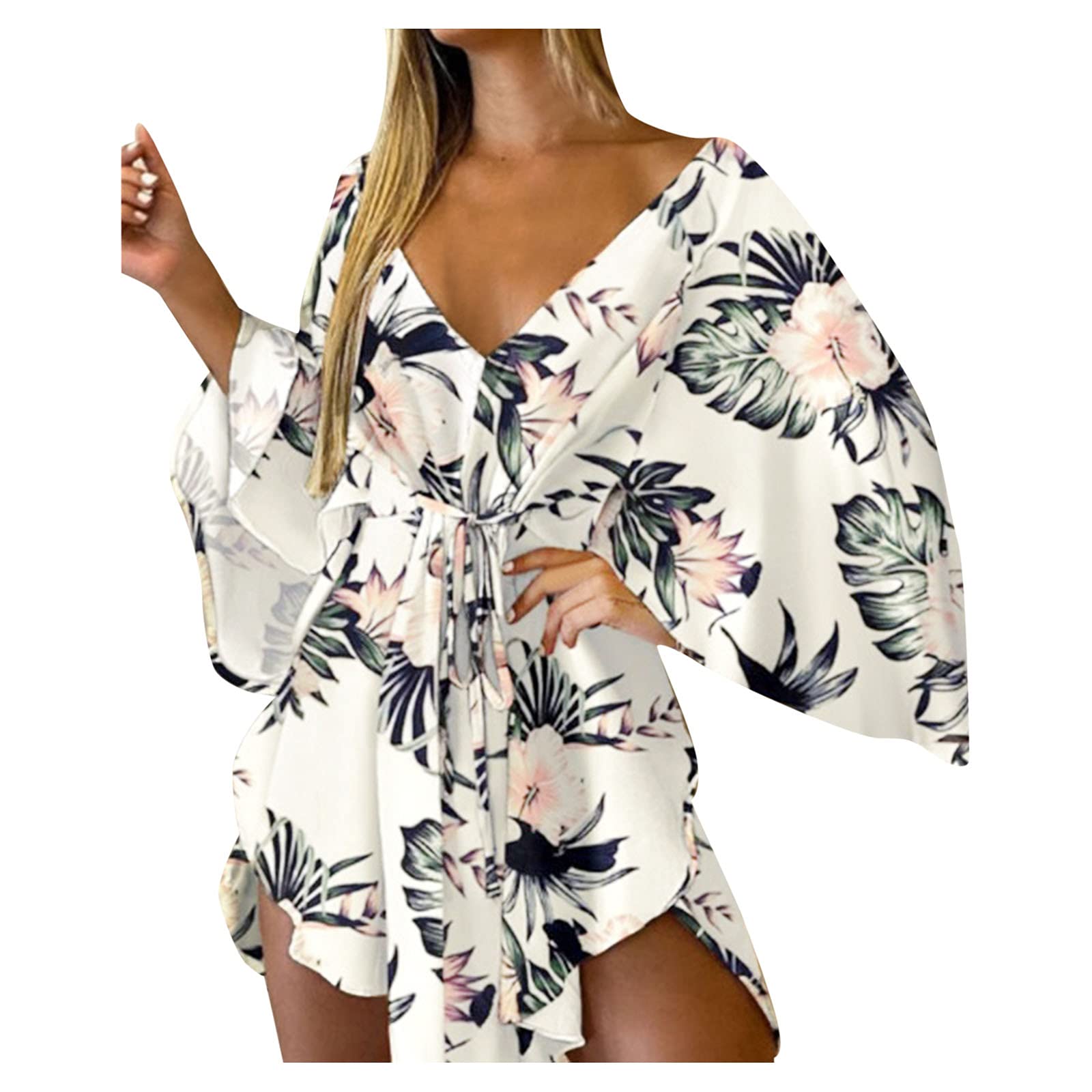 Women's Casual V-Neck Long Sleeve Midi Dress with Belt - 2021 Fashion Splicing Shirt Dress for Office, Date Night & Spring Outfits | Sexy & Stylish Women's Clothing