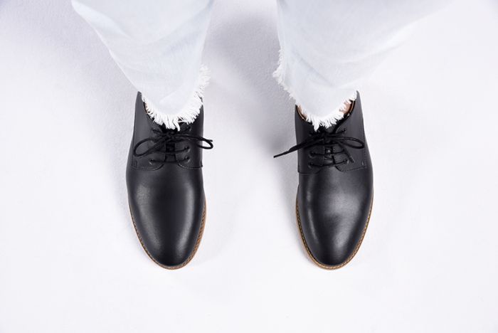 Ahimsa Vegan Leather Teresa Derby Shoes for Women - Wide Width Black Comfortable Loafers for Work, Office & Casual Wear