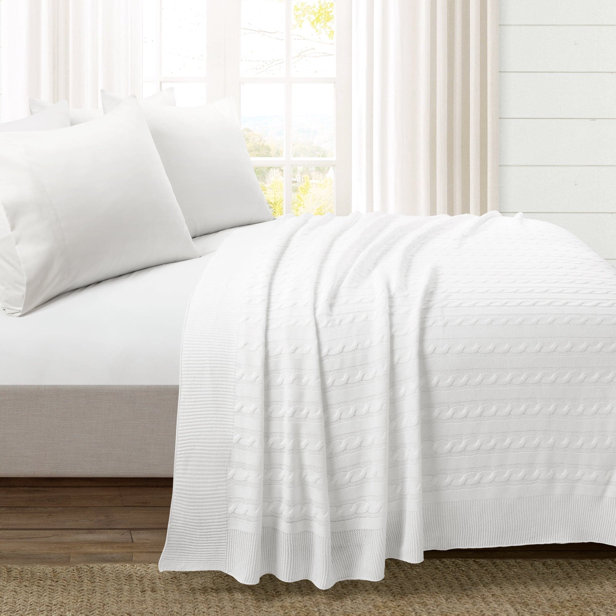 Soft Knitted Cable Blanket - Cozy & Warm Throw Coverlet for Bed, Sofa & Couch - Perfect for Winter Nights, Movie Time & Home Decor