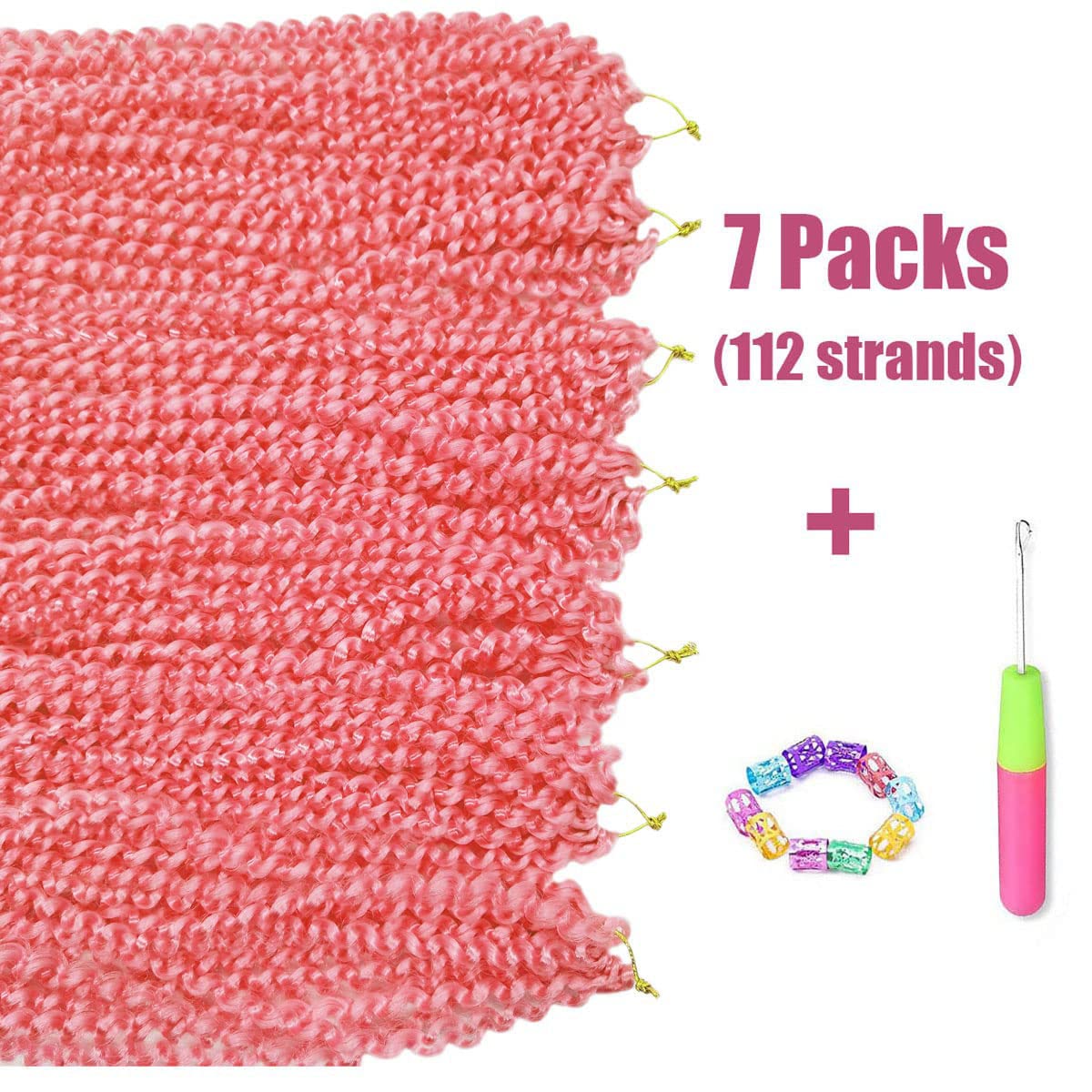 30 Inch Passion Twist Hair - 7 Packs Pink Water Wave Crochet Braiding Hair for Black Women | Synthetic Hair Extensions for Protective Styles, Box Braids & Natural Hairstyles