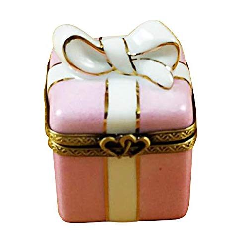 Authentic Limoges Porcelain Figurine from France - Pink Gift Box with Gold Ribbon | Elegant Collectible, Home Decor & Luxury Gift Idea for Weddings, Anniversaries & Special Occasions