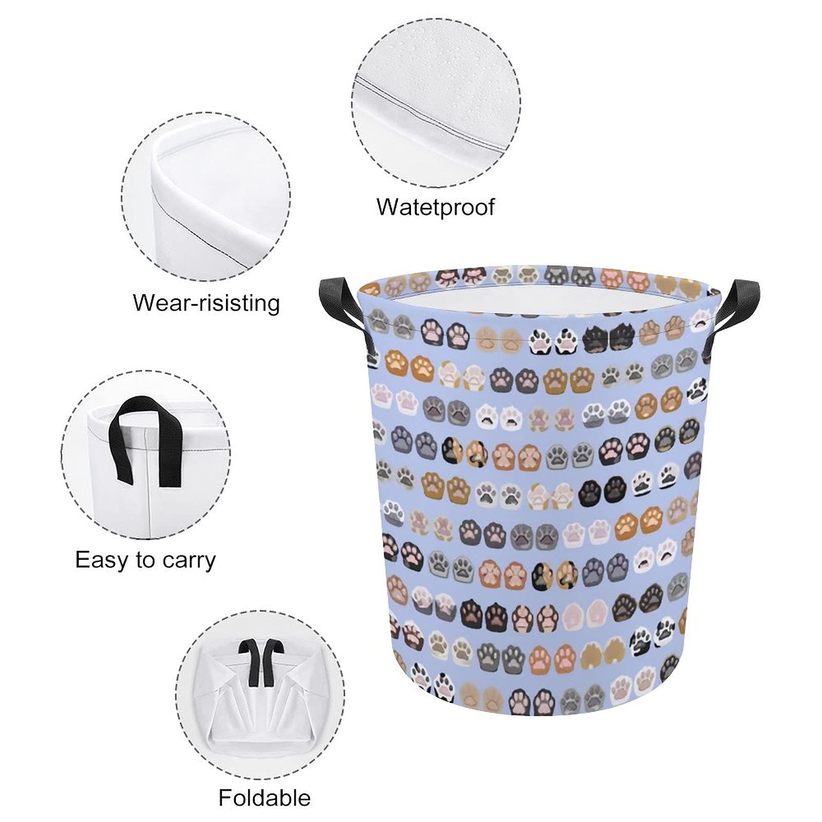 Collapsible Cat Paws Storage Basket - Foldable Toy Organizer Bin for Laundry, Closet, Nursery & Kids Bedroom - Perfect for Home Organization & Pet Lover Gifts