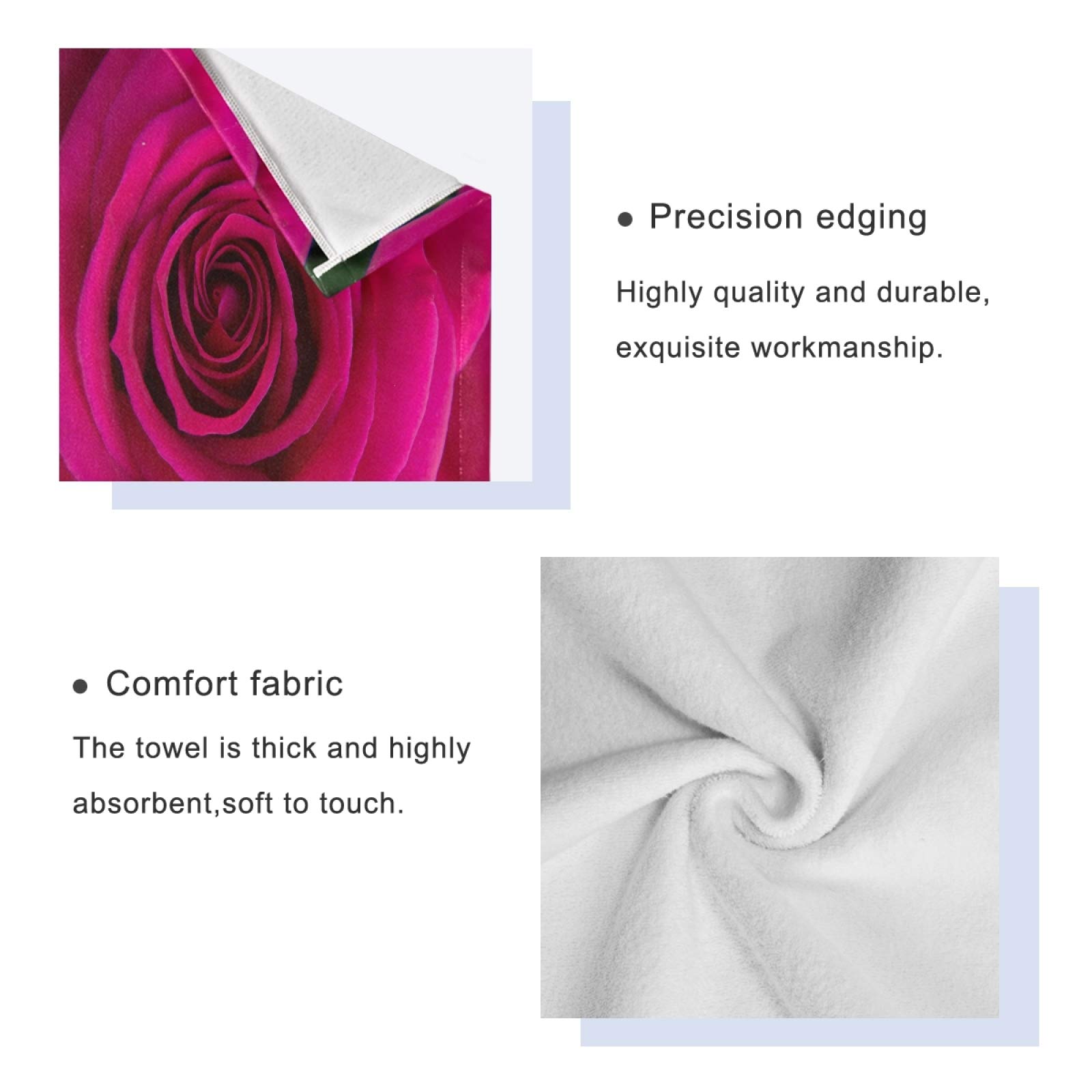 3 Piece Pink Fuchsia Rose Bath Towel Set - Ultra Soft, Heavy Weight & Highly Absorbent - Perfect for Valentine's Day Gifts, Spa Day, Bridal Shower & Luxury Bathroom Decor