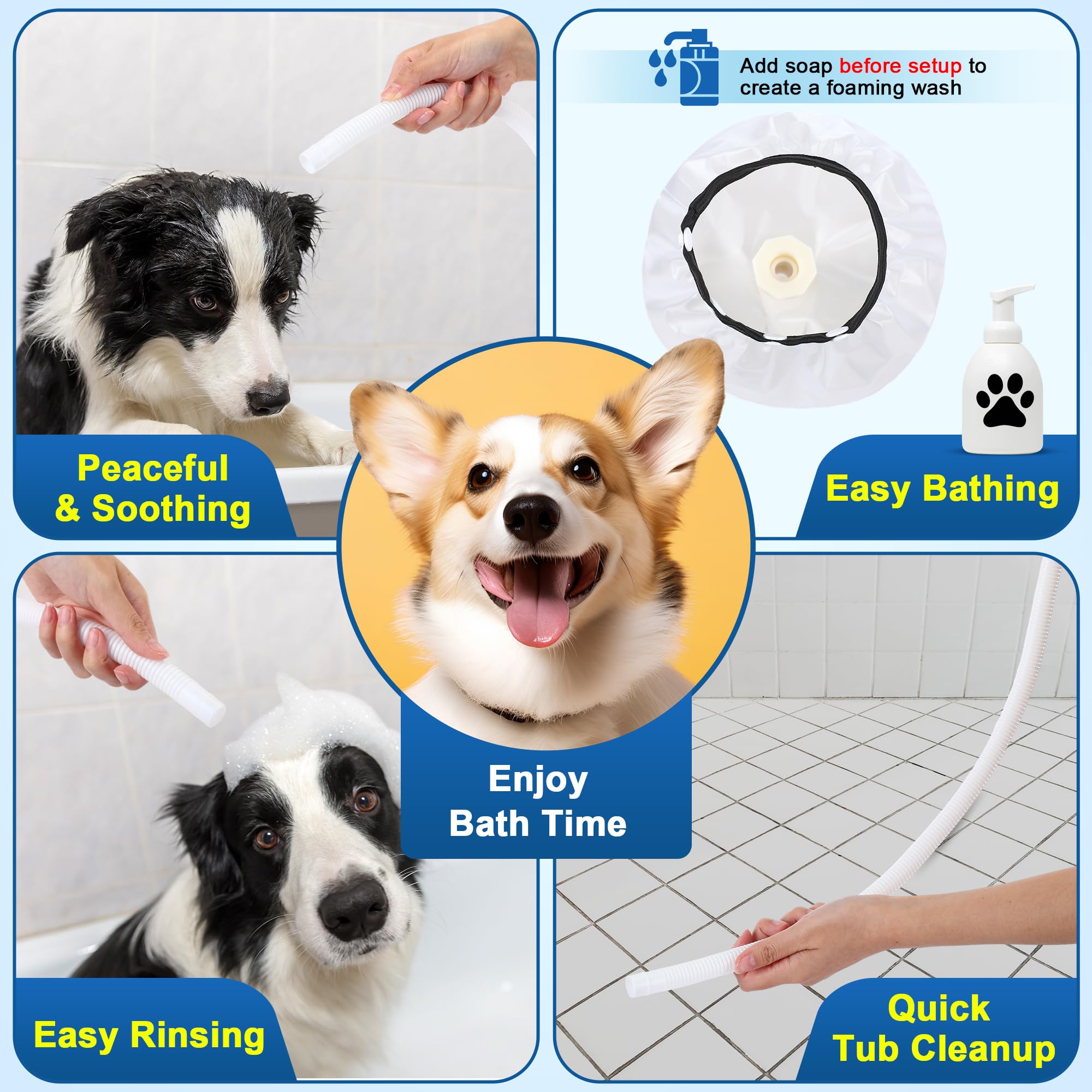 Saillong 6.6ft Handheld Shower Hose - Extra Long Portable Sprayer for Dog Bath & Shower (White)