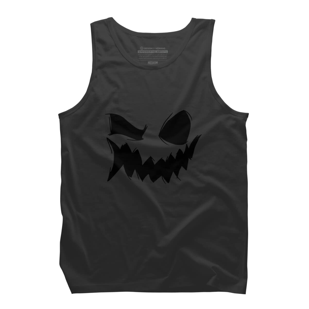 Design By Humans Men's Halloween Pumpkin Smile Graphic Tank Top - Funny Halloween Costume Shirt for Parties & Cosplay - Casual Summer Tee for Outdoors & Festivals