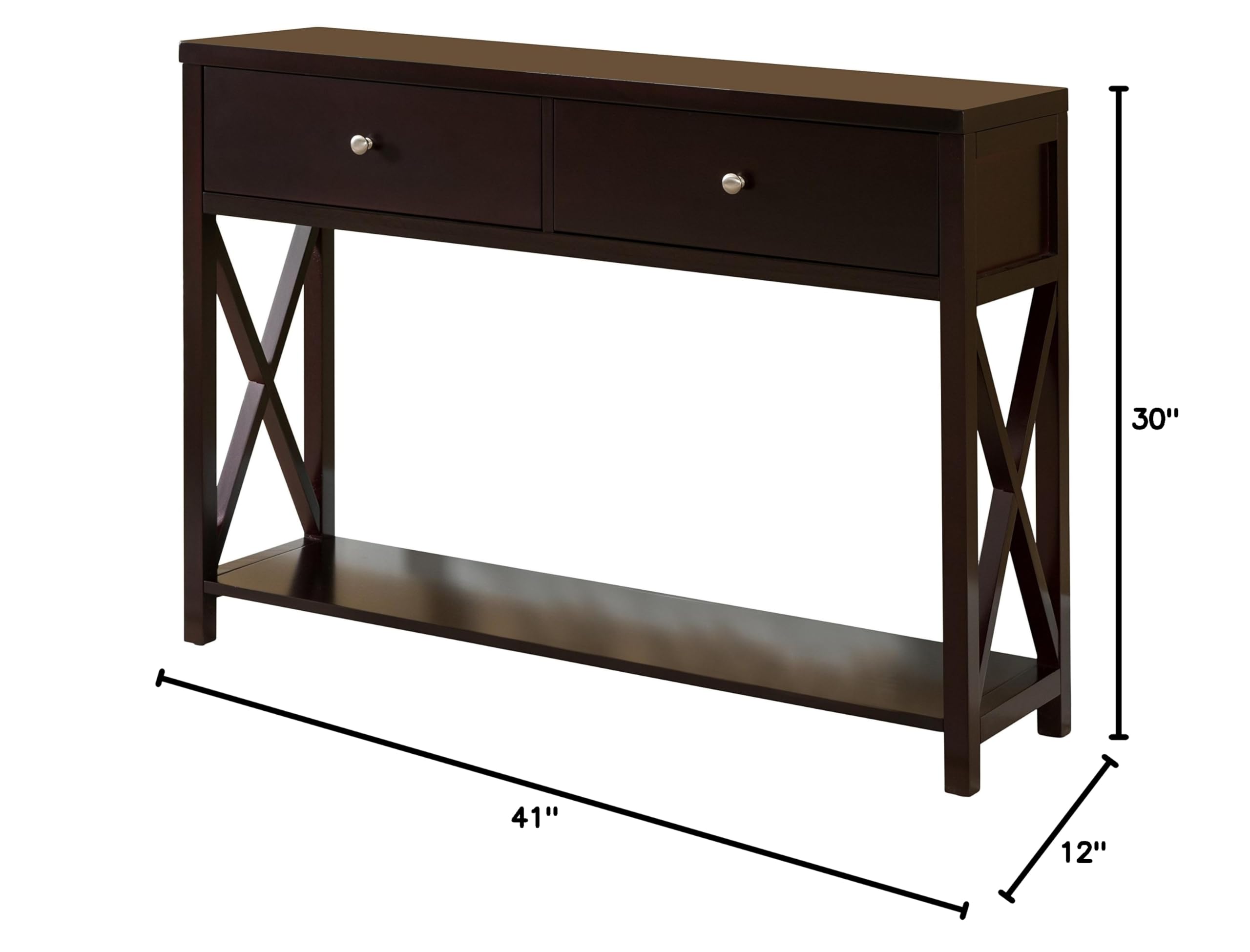 KB Designs - 2-Drawer Wooden Console Table for Entryway, Living Room, Hallway | Cherry Finish | Perfect for Small Spaces & Home Decor