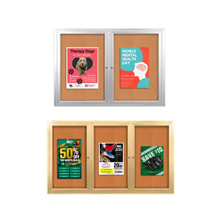 Lockable Outdoor Bulletin Board with LED Lights - Weatherproof Notice Board for Schools, Parks & Offices - Multiple Access Doors & Radius Edge Design