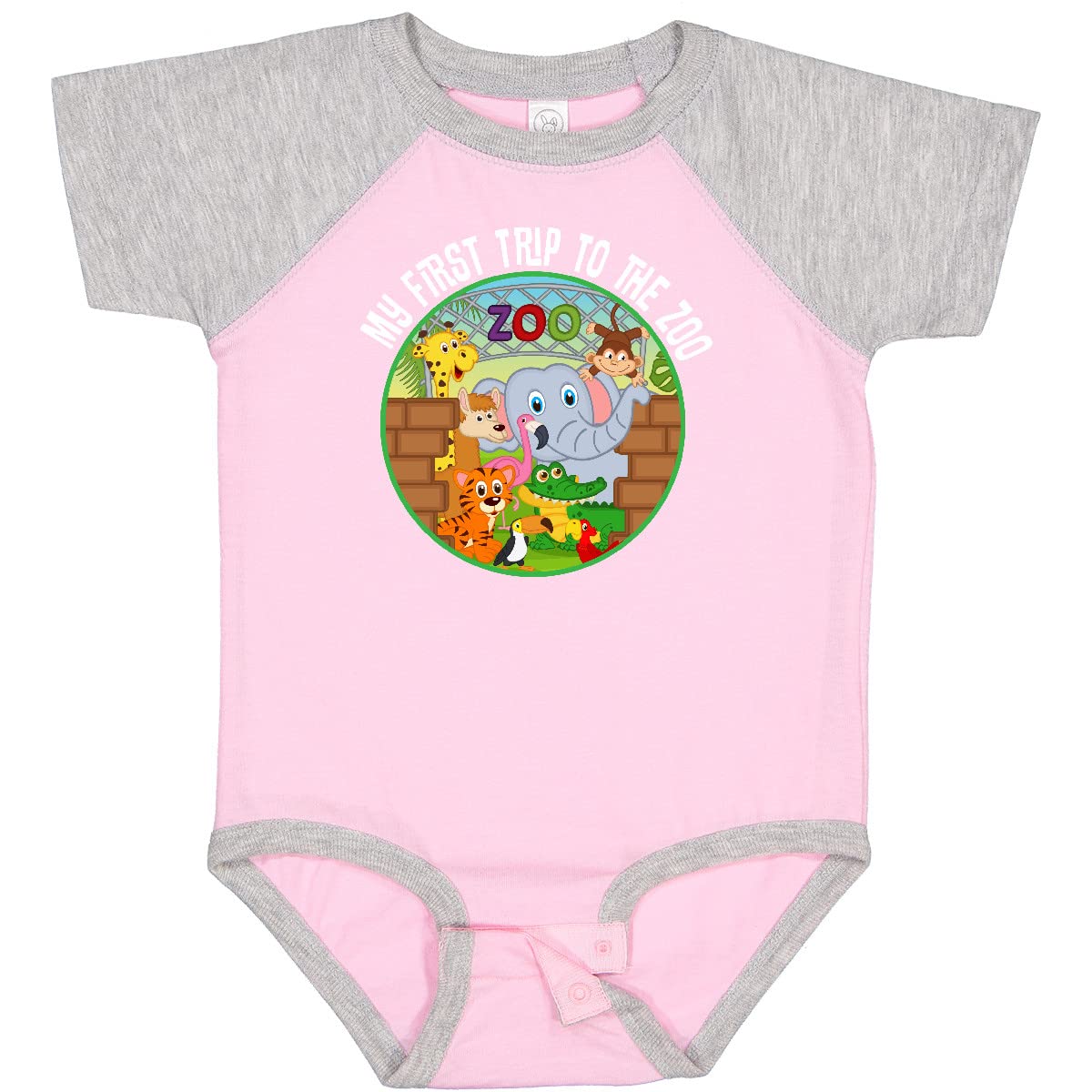 Inktastic 1st Trip to Zoo Animals Baby Bodysuit - Cute Animal Print Onesie for Infants & Toddlers - Perfect for Zoo Visits, Birthday Gifts & Photo Shoots