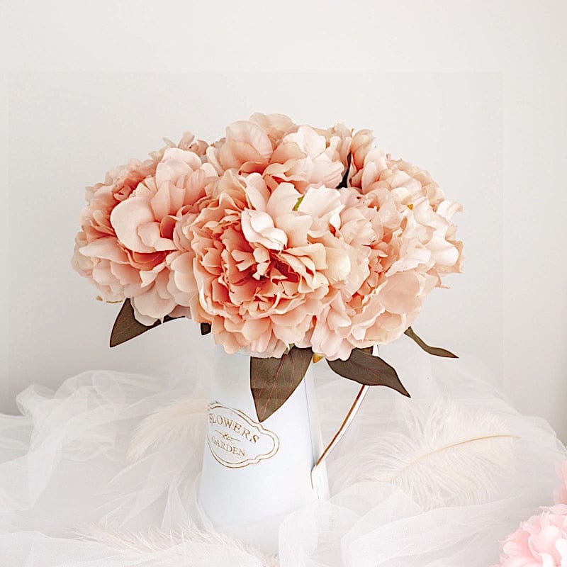 2 Bushes 17 Silk Artificial Peony Flowers Bouquets - Realistic Fake Peonies for Home Decor, Wedding Centerpieces & Party Arrangements
