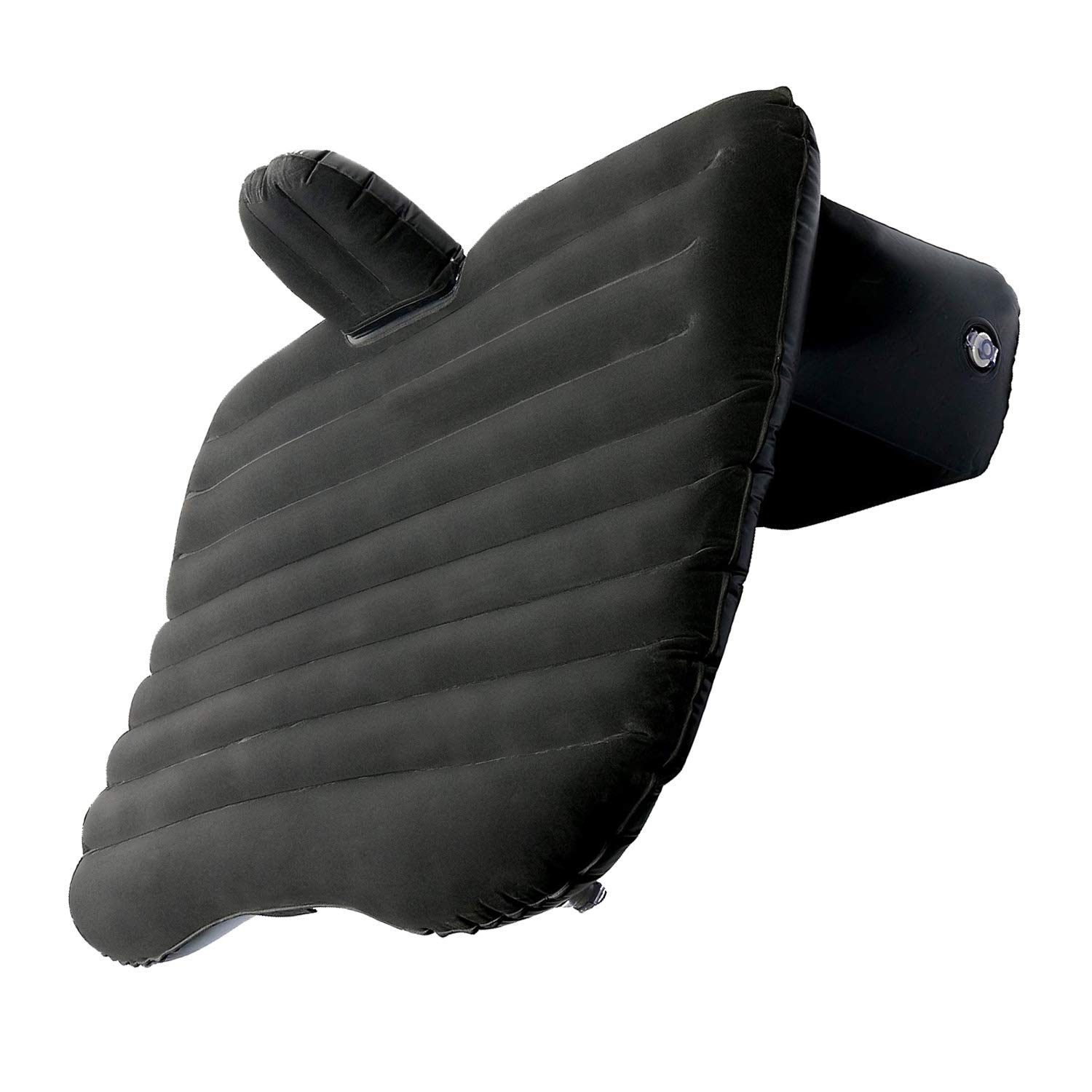 NovelBee Inflatable Air Mattress for Car Travel & Camping - Back Flocking Surface, Includes 2 Air Pillows, Pump & Carry Bag (Black) - Perfect for Road Trips, Outdoor Adventures & Guest Bedding