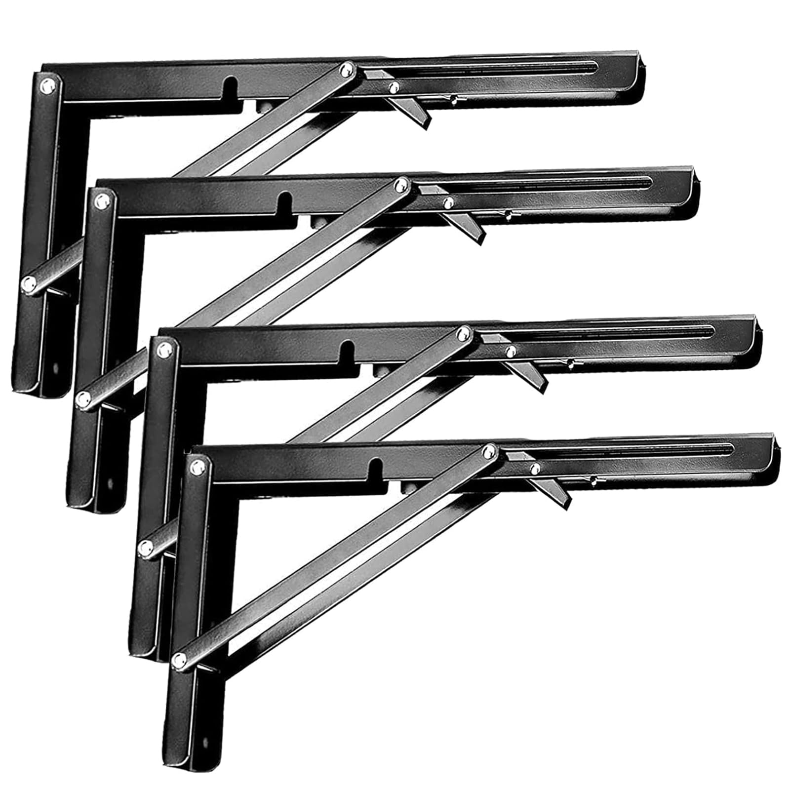 ZOENHOU 4PCS 16 Inch Heavy Duty Folding Shelf Brackets - 330lb Max Load Wall Mounted Metal Collapsible Brackets with Screws for Workbench, Laundry Room, Garage Storage & Home Organization