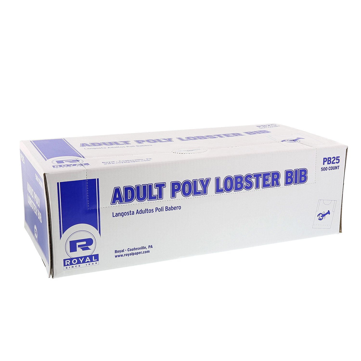 Royal Adult Poly Bibs with Lobster Design - Waterproof & Durable Dining Bibs for Adults (Case of 2,500) - Perfect for Restaurants, Nursing Homes, and Special Needs Care