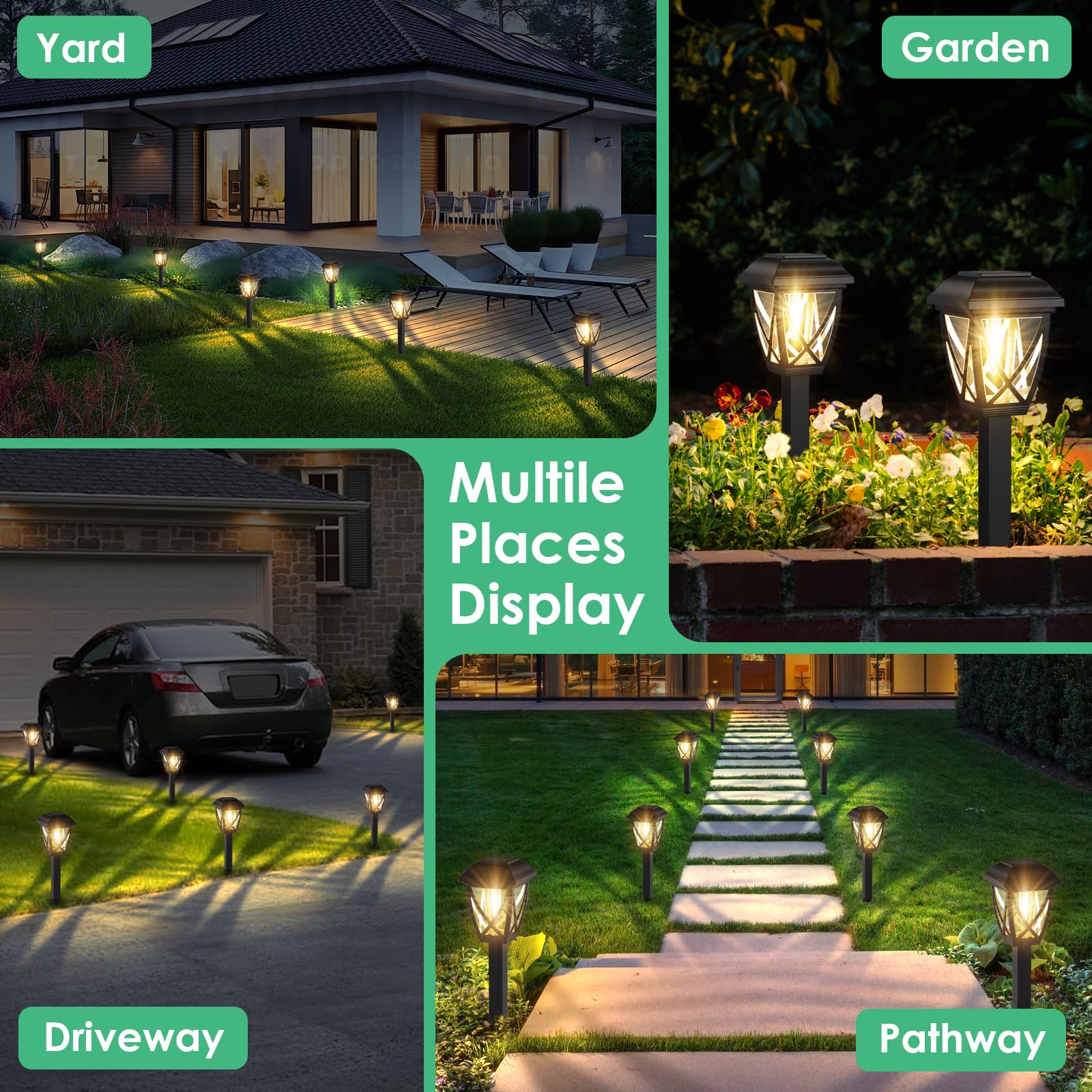 Derynome 10 Pack Solar Pathway Lights Outdoor Waterproof - Solar Powered Garden Lights for Yard, Patio, Walkway, Landscape Decor | Perfect for Evening Ambiance & Outdoor Safety Lighting