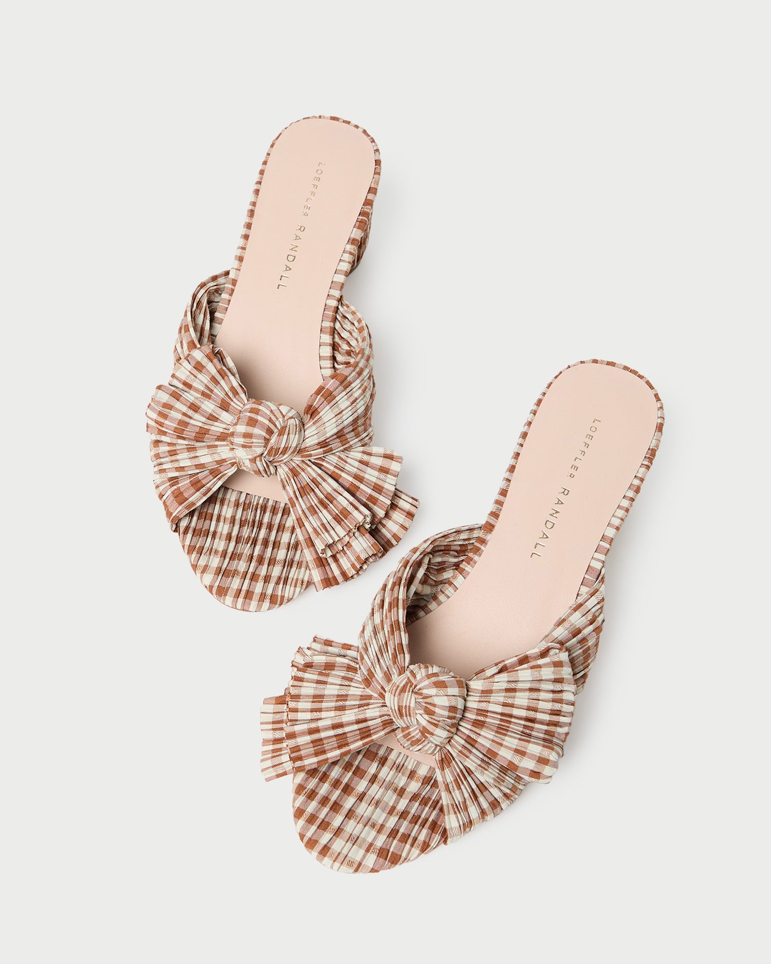 Emilia Brown Gingham Bow Heel - Stylish Women's Block Heel Sandals for Summer, Weddings & Outdoor Events