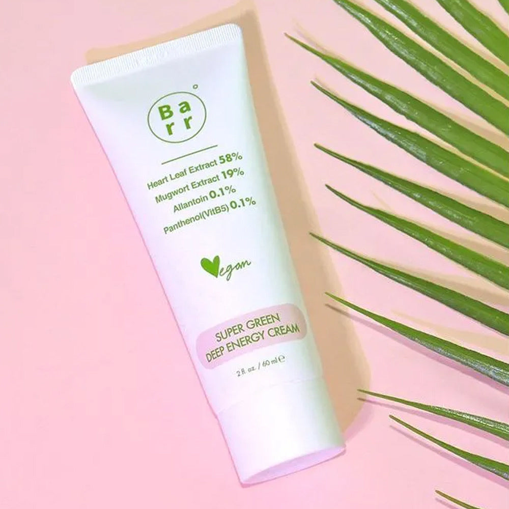 BARR Super Green Deep Energy Cream 60ml - Organic Anti-Aging Face Moisturizer for Women & Men - Hydrating & Revitalizing Skincare for Day & Night Use