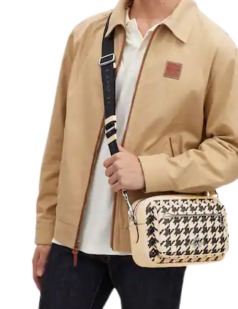 Coach Elias Crossbody Bag with Houndstooth Print - Stylish Women's Shoulder Purse for Work, Travel & Everyday Use