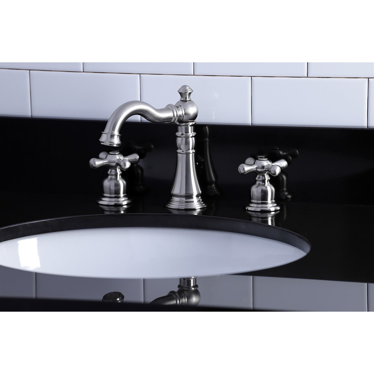 American Classic FSC1978AX Brushed Nickel Widespread Bathroom Faucet - 3 Hole Deck Mount with Pop Up Drain - Perfect for Modern Bathroom Renovations and Home Upgrades