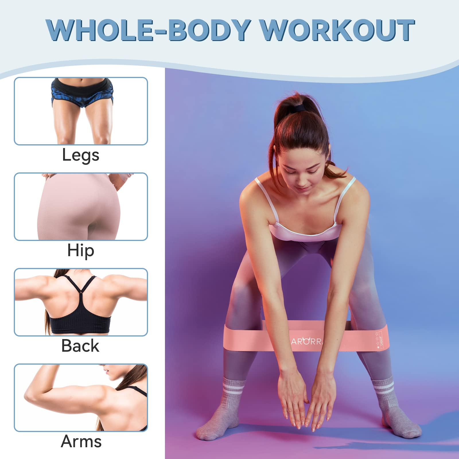 WOOKRAYS Resistance Bands Set - 5 Stackable Exercise Bands up to 150 lbs with Door Anchor, Ankle Straps, Foam Handles, Carry Bag for Home Gym, Strength Training, Yoga & Physical Therapy | Perfect for Full Body Workouts, Muscle Recovery & Fitness Enthusiasts