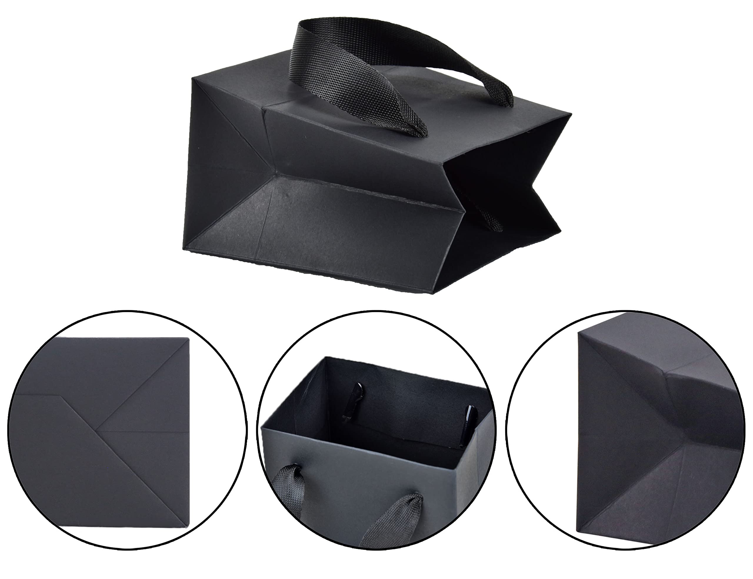 HUAPRINT Small Black Paper Gift Bags 30 Pack (4x2.75x4.5 Inches) - Matte Finish Party Favor Bags for Weddings, Birthdays, Business Gifts & Retail Packaging | Great for Candy, Jewelry, Cosmetics & Small Gift Wrapping