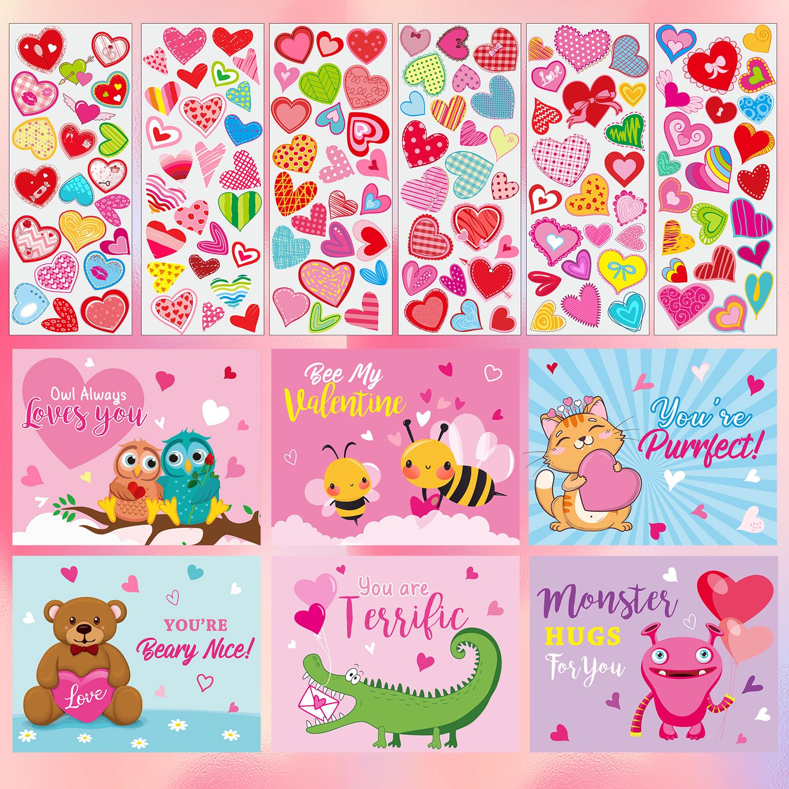 Pasimy 32-Piece Valentine's Day Stationery Gift Set - Classroom Exchange Gifts for Kids (Includes Cups, Cards, Pencils, Stickers, Erasers & Sharpeners) - Perfect for School Prizes, Party Favors & Valentine's Day Celebrations