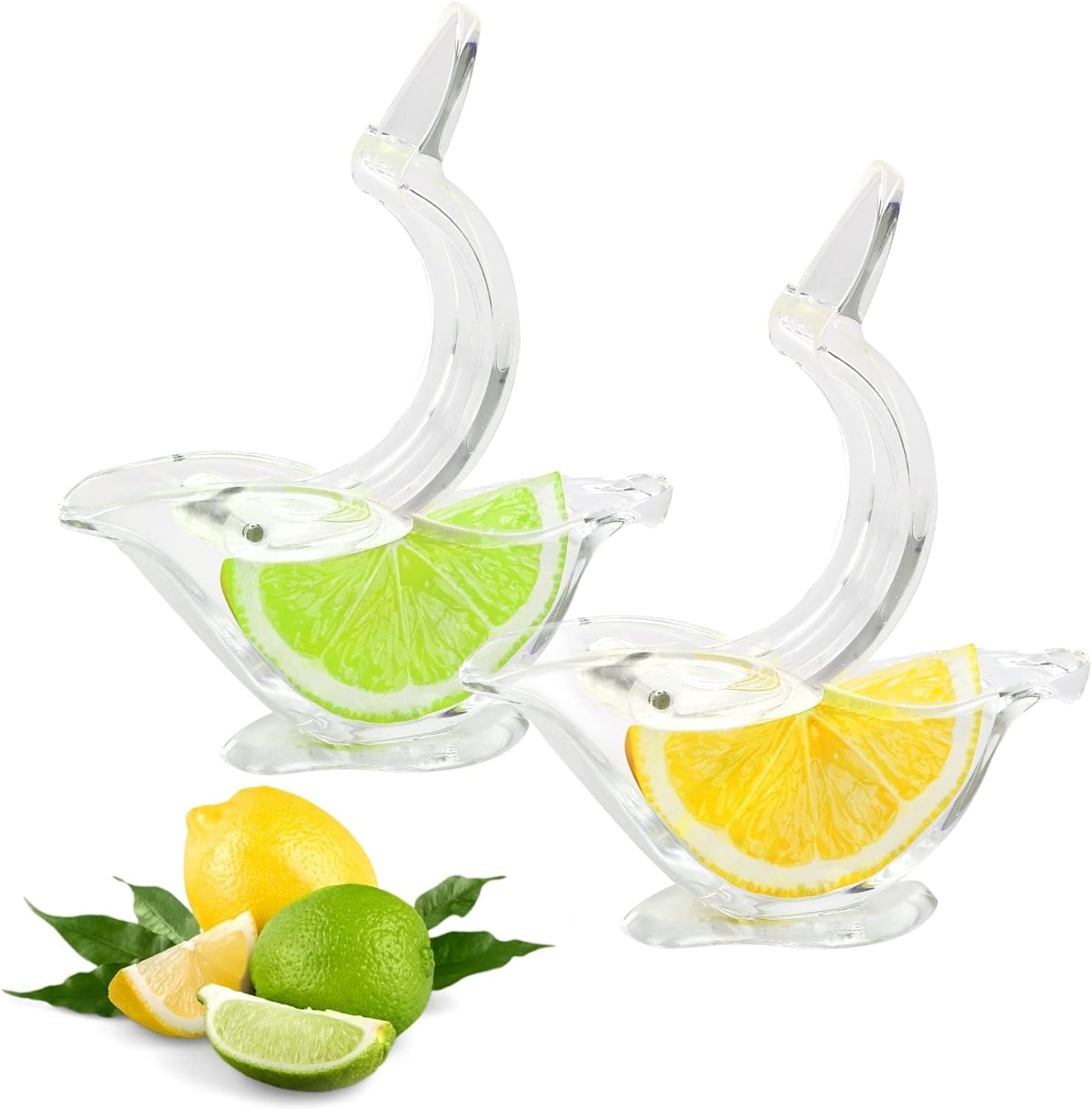 Acrylic Manual Lemon Juicer - Portable Transparent Hand Press for Orange, Lime & Pomegranate - Elegant Bird-Shaped Fruit Squeezer (2-Pack) - Perfect for Cocktails, Baking & Healthy Juicing at Home