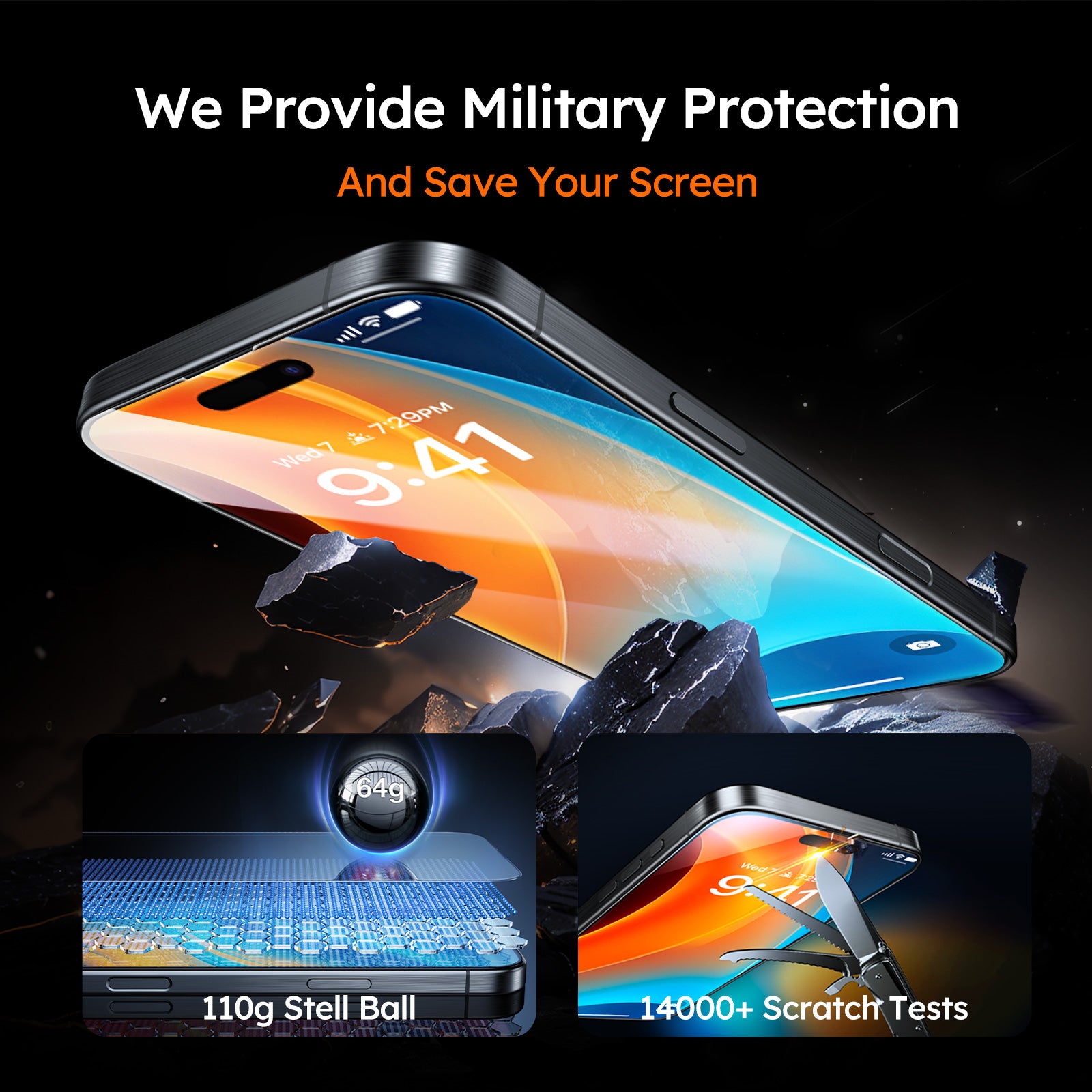 Tempered Glass Screen Protector for iPhone 16 Pro Max [6.7 Inch] - HD Clear, Anti-Scratch, Bubble-Free - Perfect for Work, Travel & Everyday Protection