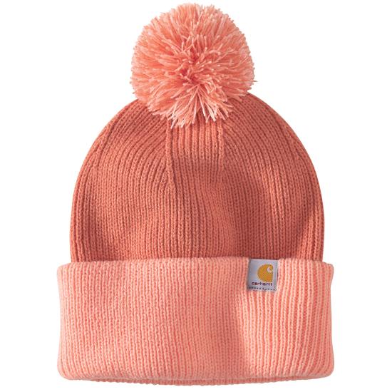 Carhartt Women's Knit Pom Pom Cuffed Beanie 106003 - Warm Winter Hat for Outdoor Activities, Skiing, Hiking & Casual Wear
