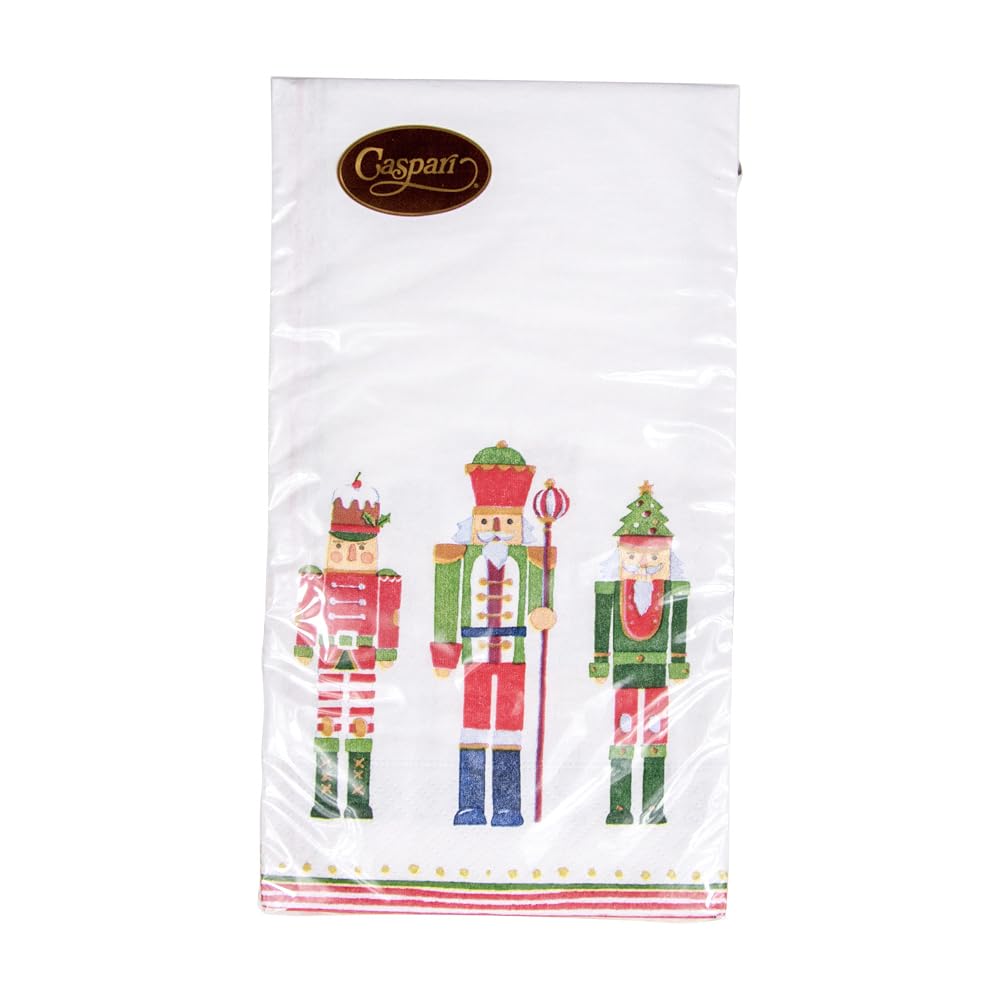 Caspari March of The Nutcrackers Holiday Paper Guest Towels & Christmas Napkins - 15 Pack | Festive Dinner Party & Holiday Table Decor