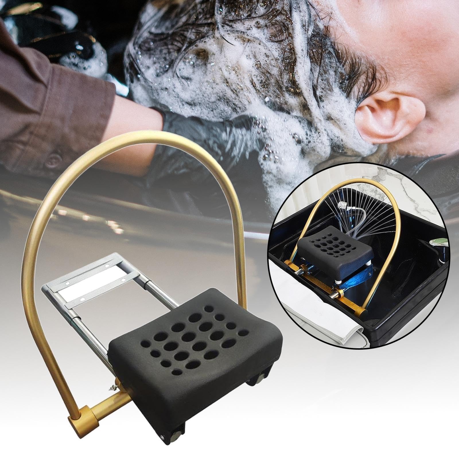 Professional Aluminum Alloy Head Shower Equipment with Water Circulation Rack & Pump - Hair Salon Shampoo Bed Accessories for Head Therapy & Hair Treatment | Perfect for Spa, Salon & At-Home Hair Care