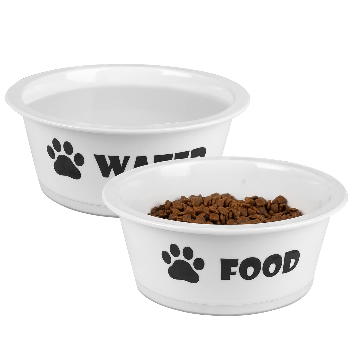 FOREYY Set of 2 Elevated Pet Bowls for Cats and Dogs - Bamboo Stand with Tilted Ceramic Food & Water Bowls, Anti-Slip Feet for Comfortable Feeding (Large) - Perfect for Small to Medium Pets at Home or Travel