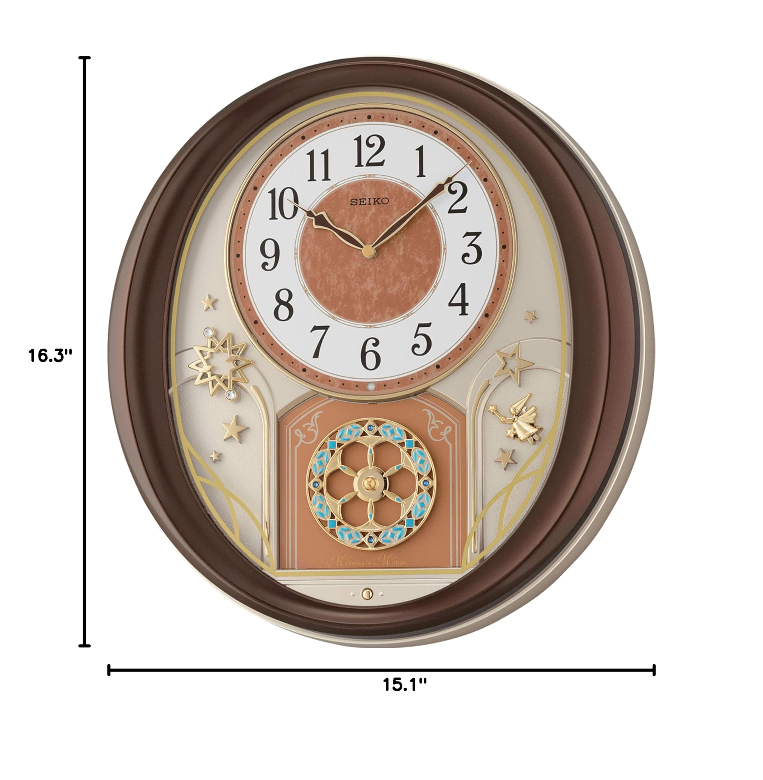 Seiko Melodies in Motion Wall Clock - Warm Summer Night Design | Battery Operated Musical Clock for Living Room, Bedroom & Office Decor