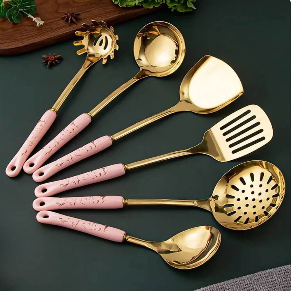 Clermont 7-Piece Stainless Steel Kitchen Utensil Set - Durable Cooking Tools for Baking, Frying & Serving - Perfect for Home Chefs & Professional Kitchens