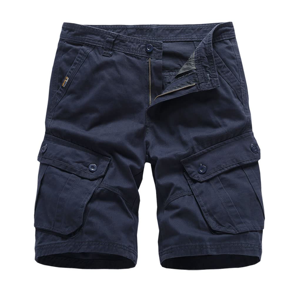 Men's Casual Hiking Cargo Shorts - Mid Waist Cotton Summer Shorts with Pockets for Outdoor, Beach & Travel | Comfortable & Durable for Hiking, Camping & Daily Wear