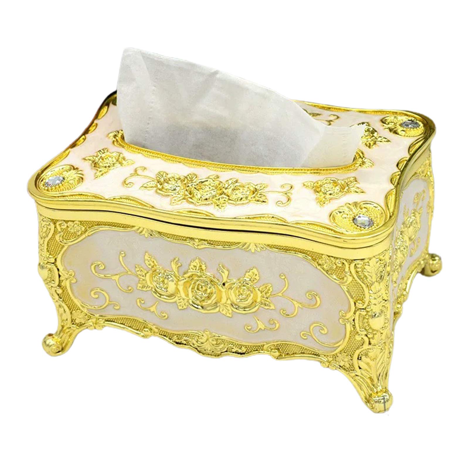 FUNCOCO Acrylic Tissue Box Holder - Universal Luxury European Style Paper Rack for Office & Home Decor (Yellow) | Desk Organizer, Bathroom Storage, Living Room Accessory