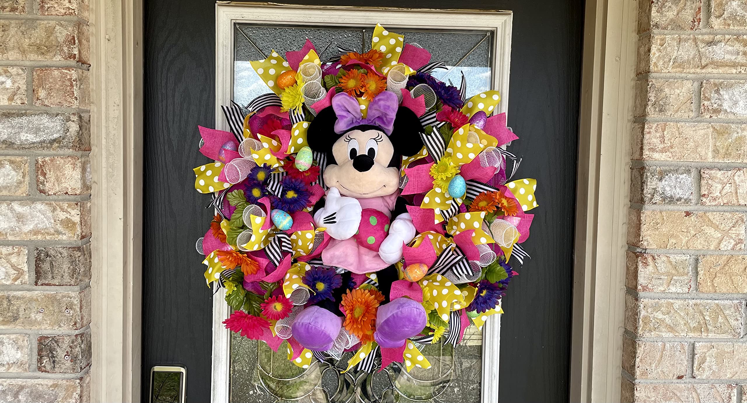XL Plush Girl Mouse Easter Egg Wreath - Front Door Deco Mesh Wreath for Porch, Patio & Home Decor | Perfect for Easter Party Decorations, Bunny Egg Hunt & Spring Celebrations