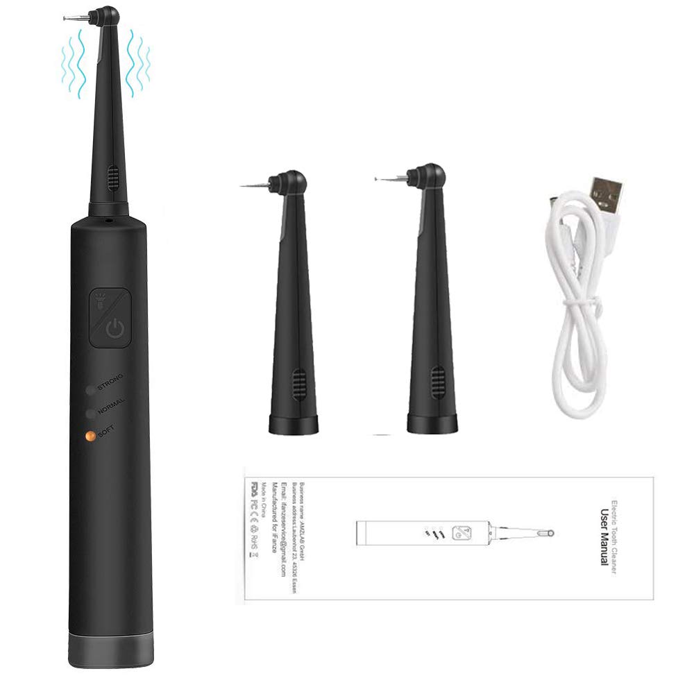 Portable Teeth Cleaner Kit with 3 Modes, LED Light & 2 Replaceable Heads - Electric Plaque Remover for Travel, Home & Dental Care - Whitening & Deep Cleaning Oral Hygiene Tool