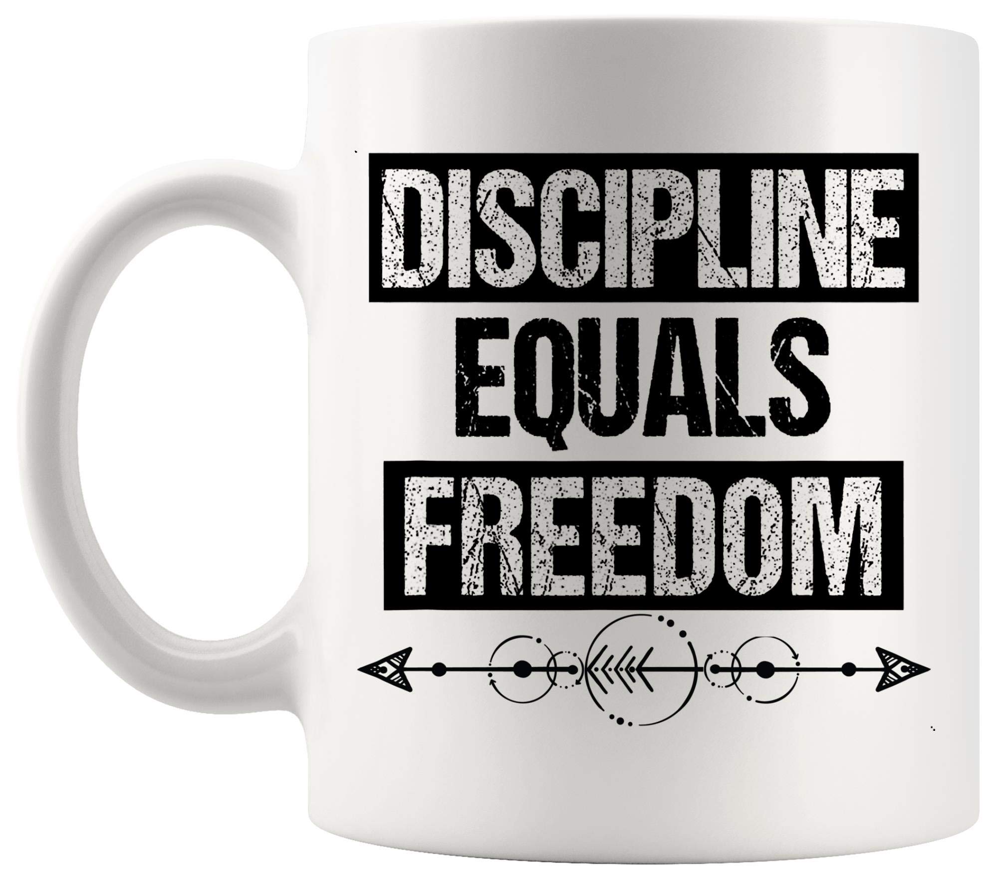 Motivational Coffee Mug - Discipline Equals Freedom Hustle Achiever Inspirational Quote Ceramic Mug - Perfect for Office, Home & Gifts