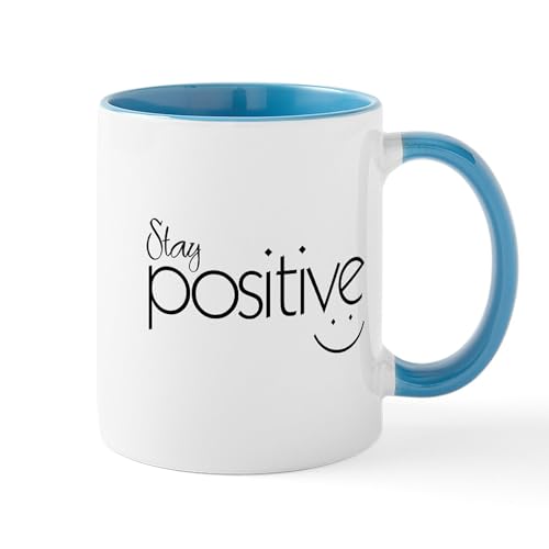 White/Blue Inside - Stay Positive Mugs