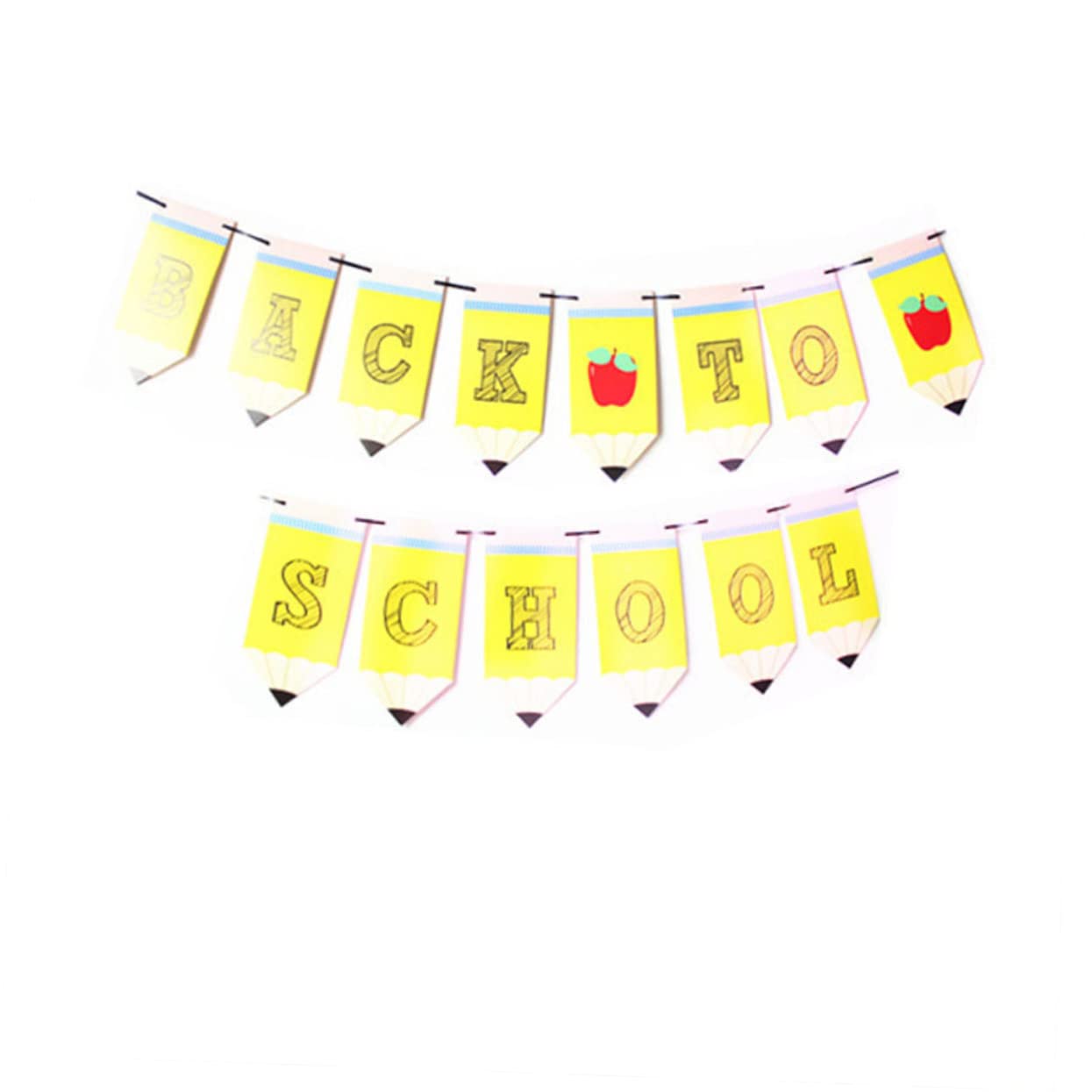 STOBAZA First Day of School Decorations - 12 Pack Party Pull Flags & Banners for Back to School Season - Perfect for Classroom Decor, Welcome Back Parties & Photo Booths