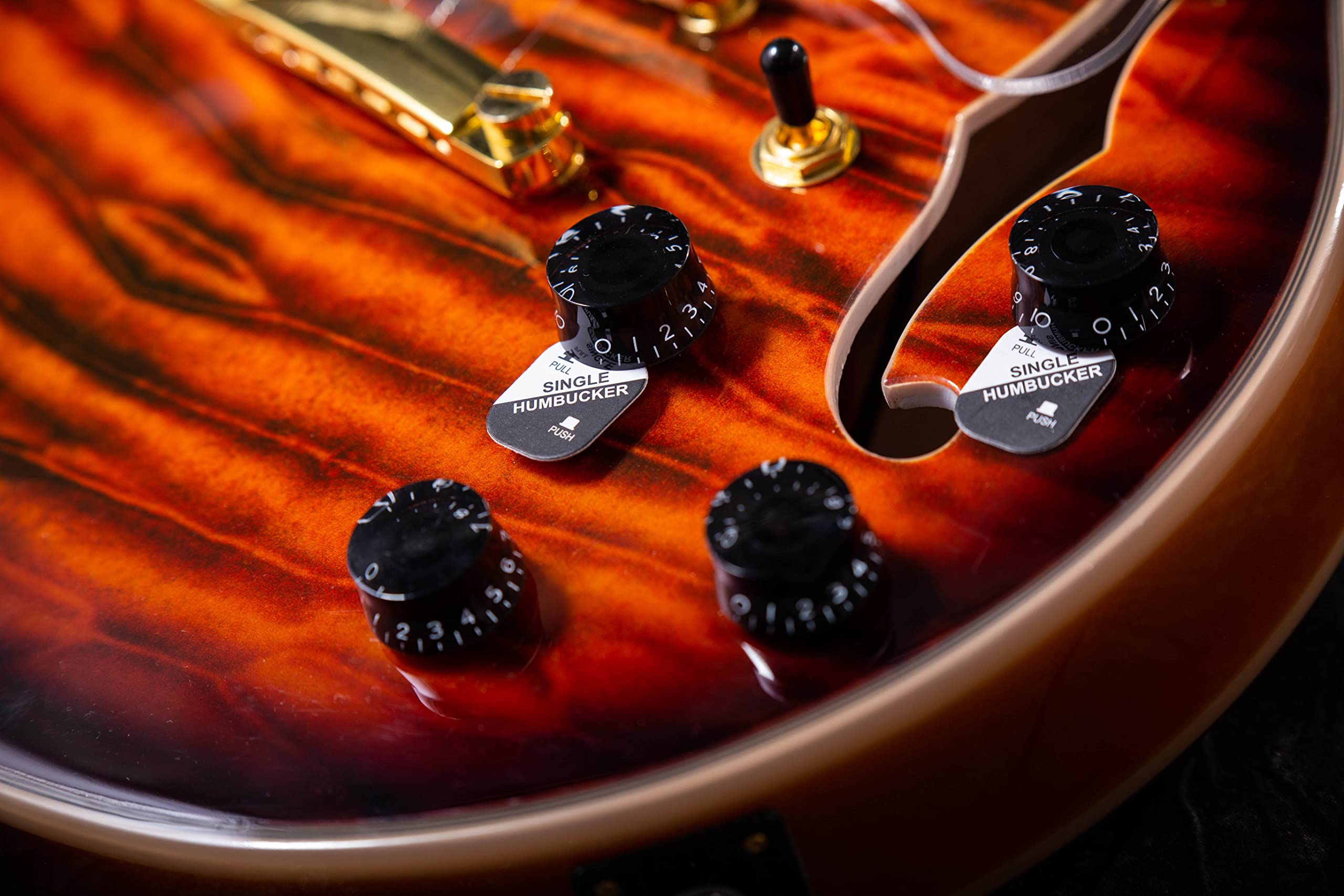 Grote LPF-001 Semi-Hollow Body Electric Guitar with Coil Splitting - Vintage Sunburst Finish & Gigbag Included | Perfect for Jazz, Blues & Rock Performances