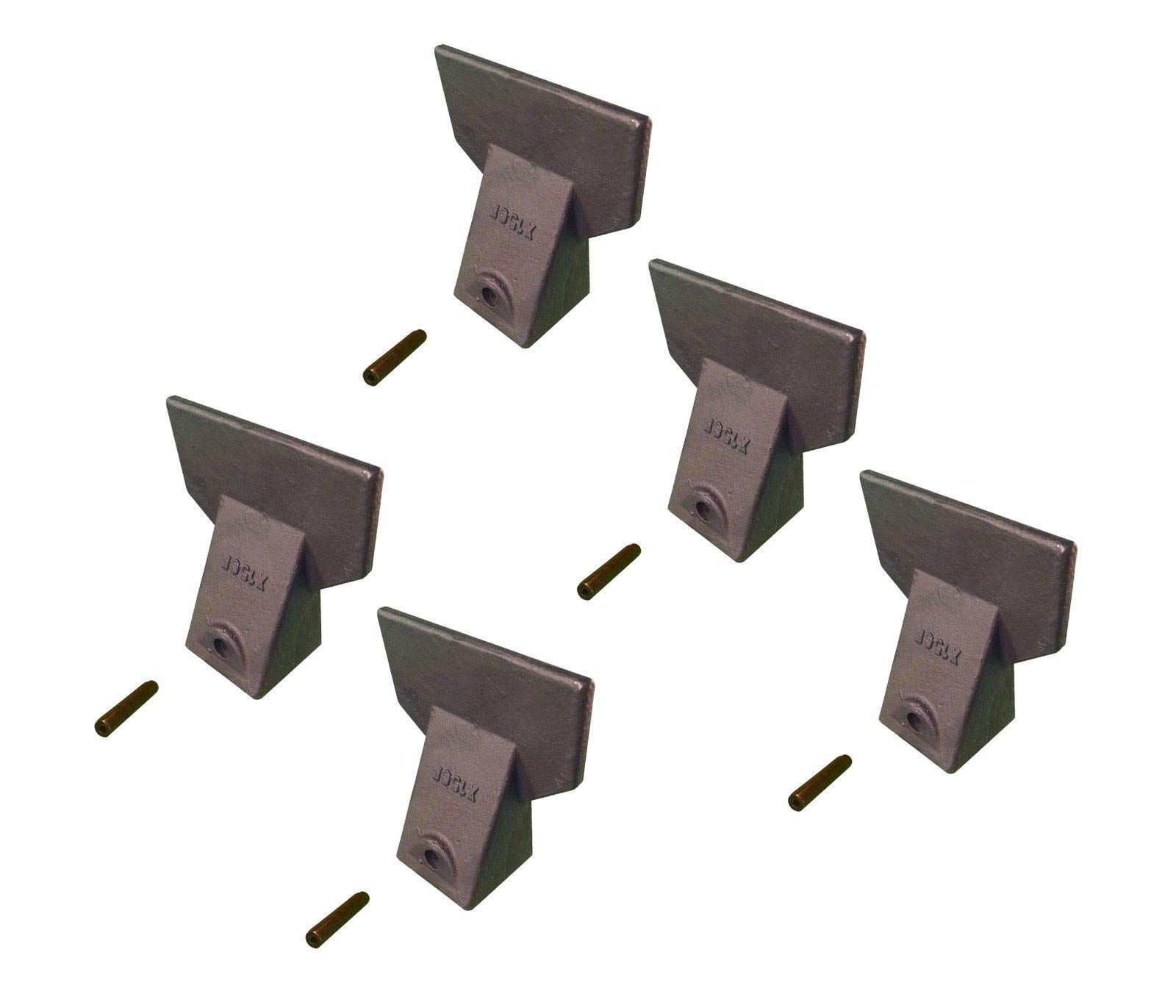 5-Pack Hensley Style Backhoe/Mini Excavator Bucket Flare Teeth with Pins - X156F - Heavy Duty Replacement Teeth for Digging, Trenching & Construction Work