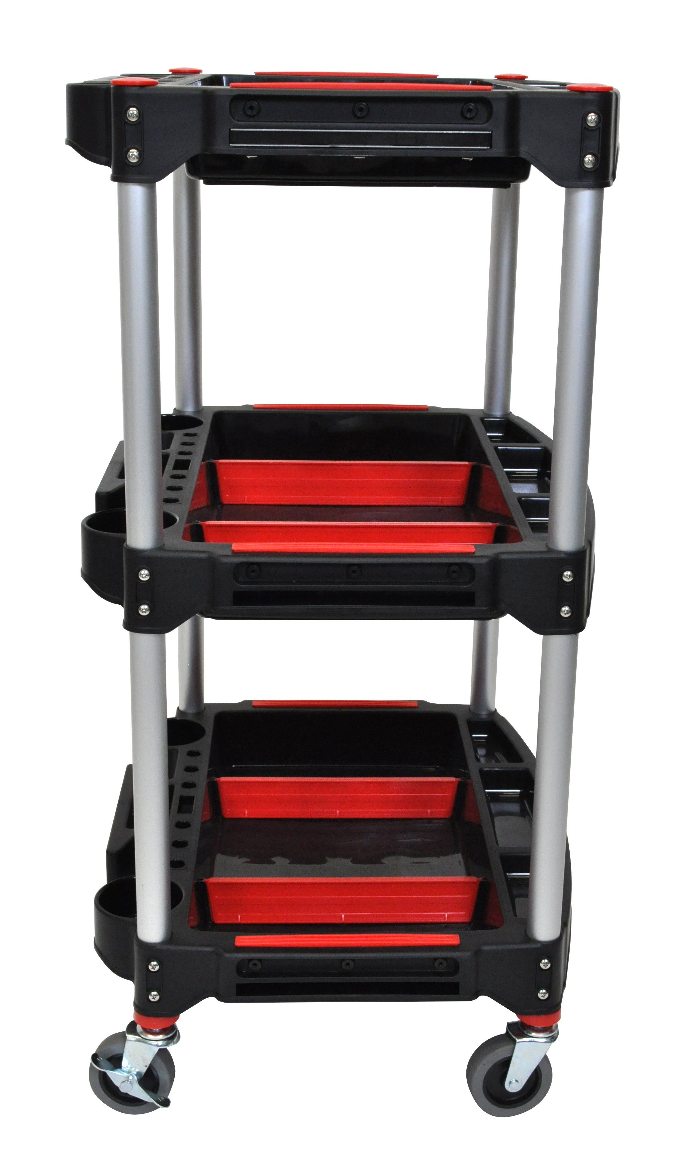 Luxor 3-Shelf Rolling Tool Cart with Locking Wheels - Heavy Duty Metal Utility Cart for Garage, Workshop, and Automotive Repair - Perfect for Organizing Tools and Equipment