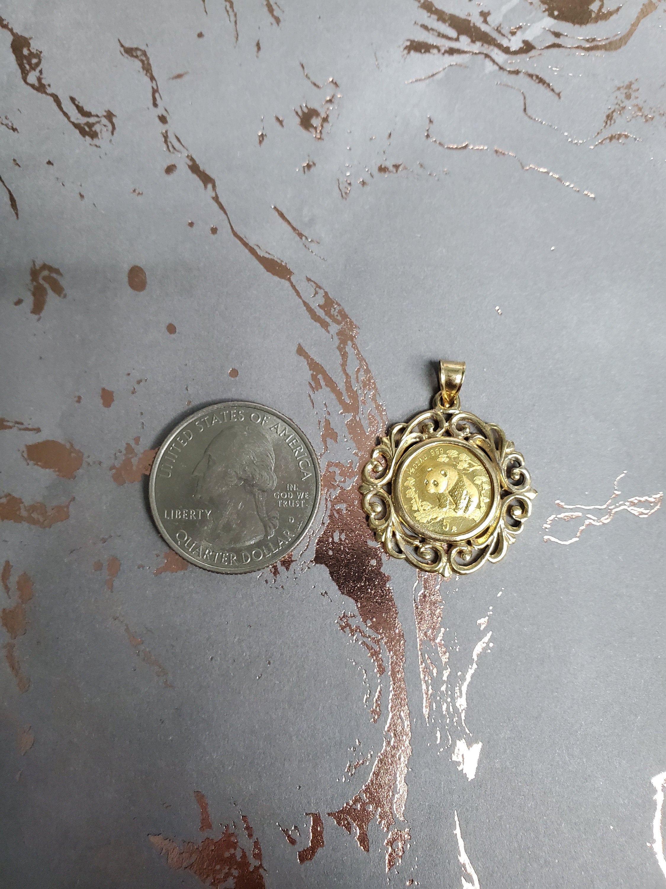 1997 Panda Coin 1/20 oz Gold Necklace with 14K Yellow Gold Bezel - Elegant Collectible Jewelry for Gifts & Special Occasions
