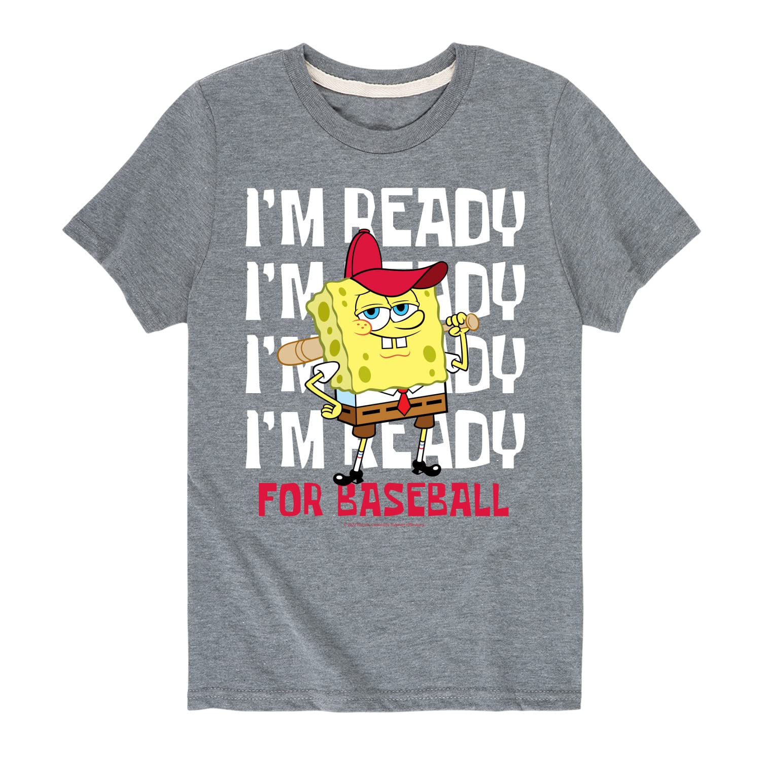 Spongebob Squarepants Baseball Graphic T-Shirt for Toddlers & Kids - Soft Cotton Short Sleeve Tee - Perfect for Playdates, Sports & Casual Wear