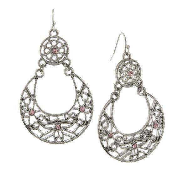 1928 Vintage Amethyst Purple Large Filigree Drop Dangle Earrings for Women - Elegant Evening Party Jewelry Gift