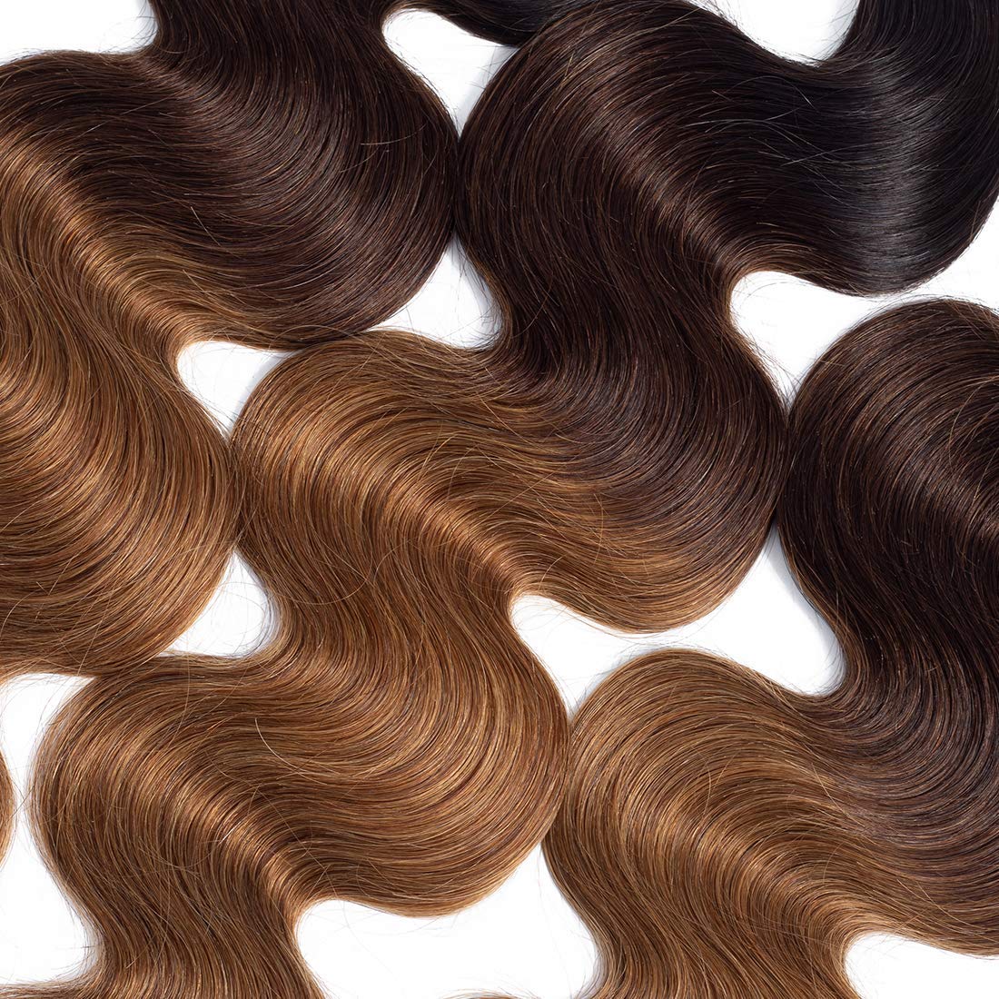100% Unprocessed Brazilian Virgin Human Hair Extensions - 3 Bundles Ombre 1B/4/30 Color Body Wave for Natural Look (20 22 24 Inches) | Perfect for Daily Styling, Parties & Special Occasions