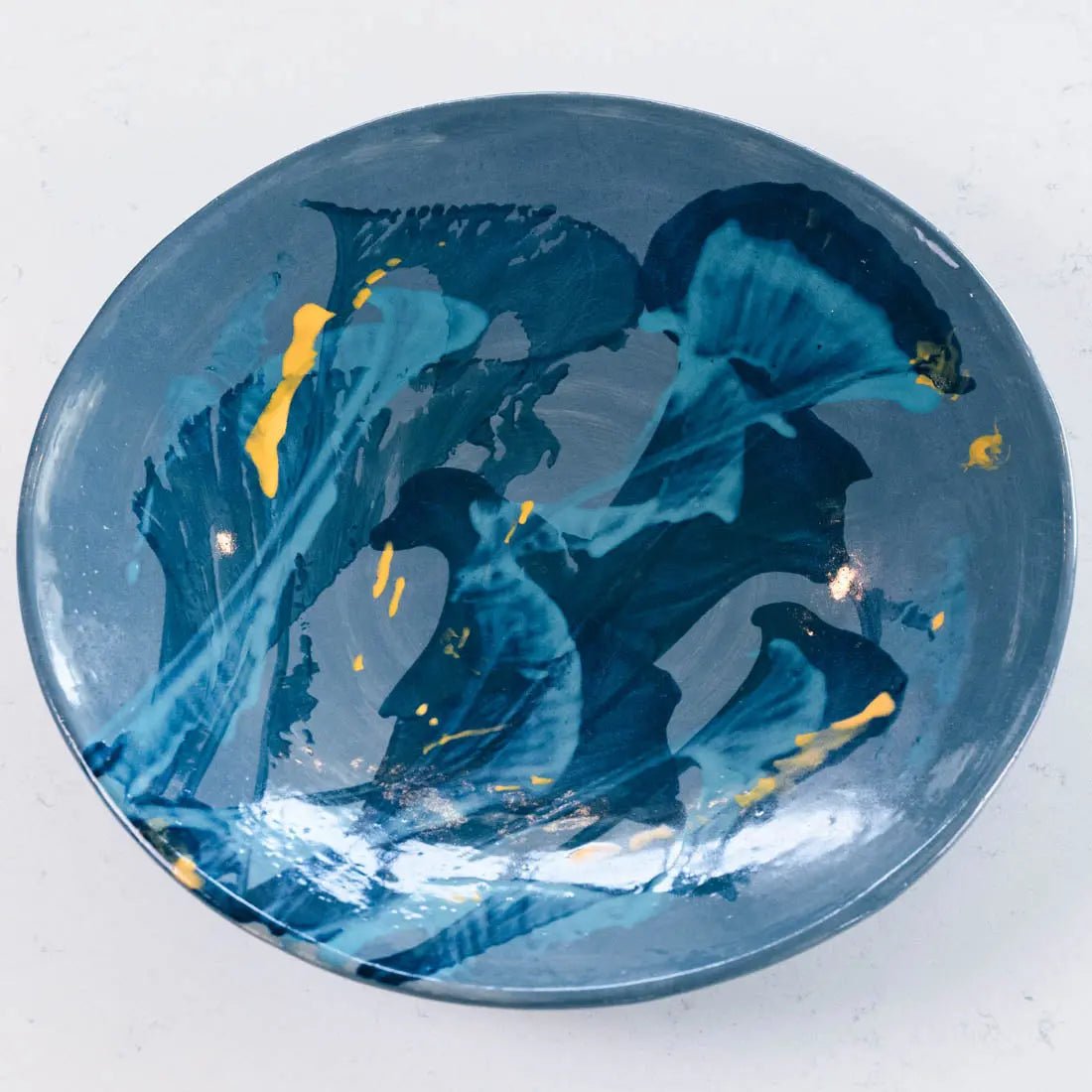 XXL 16-Inch Stoneware Serving Bowl & Platter - Handcrafted Abstract Floral Design (Creative Collection) - Perfect for Dinner Parties, Holiday Entertaining & Rustic Table Decor