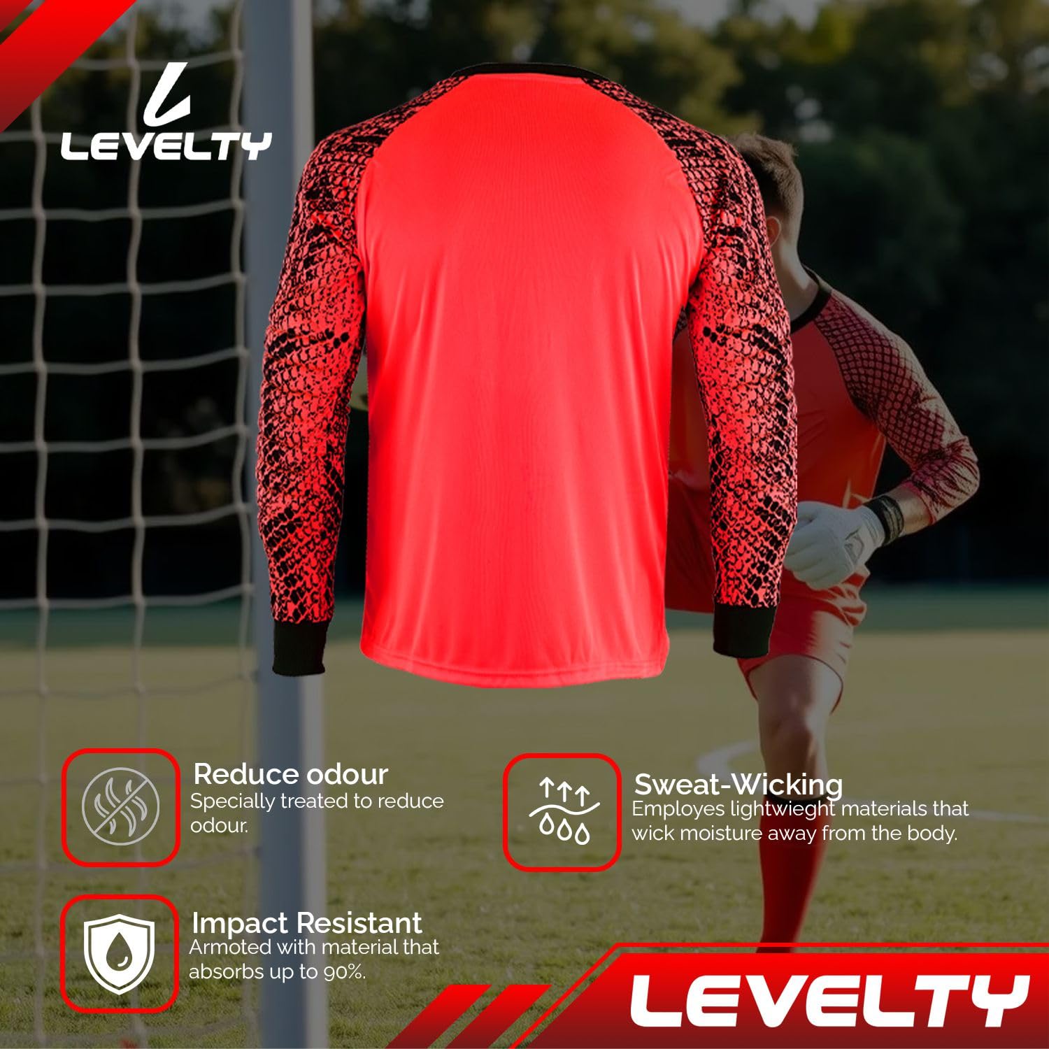 Breathable Multi-Padded Goalkeeper Jersey for Adults & Kids - Long Sleeve Goalie Soccer Shirt for Men & Youth - Perfect for Training, Matches & Outdoor Football Games