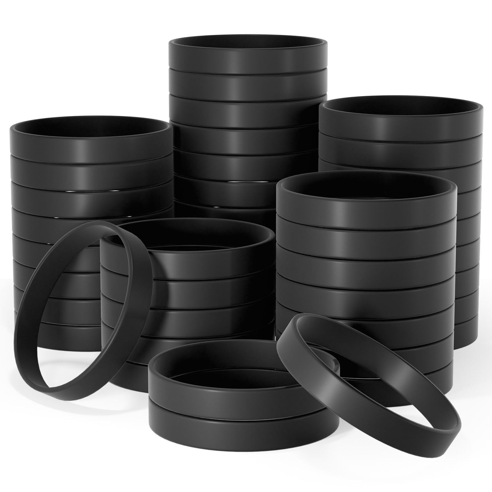 60 Pack Black Rubber Bracelets - Unisex Sports Wristbands for Teams, Parties, Games & Fashion Accessories | Perfect for Fundraisers, Group Events, and Casual Wear