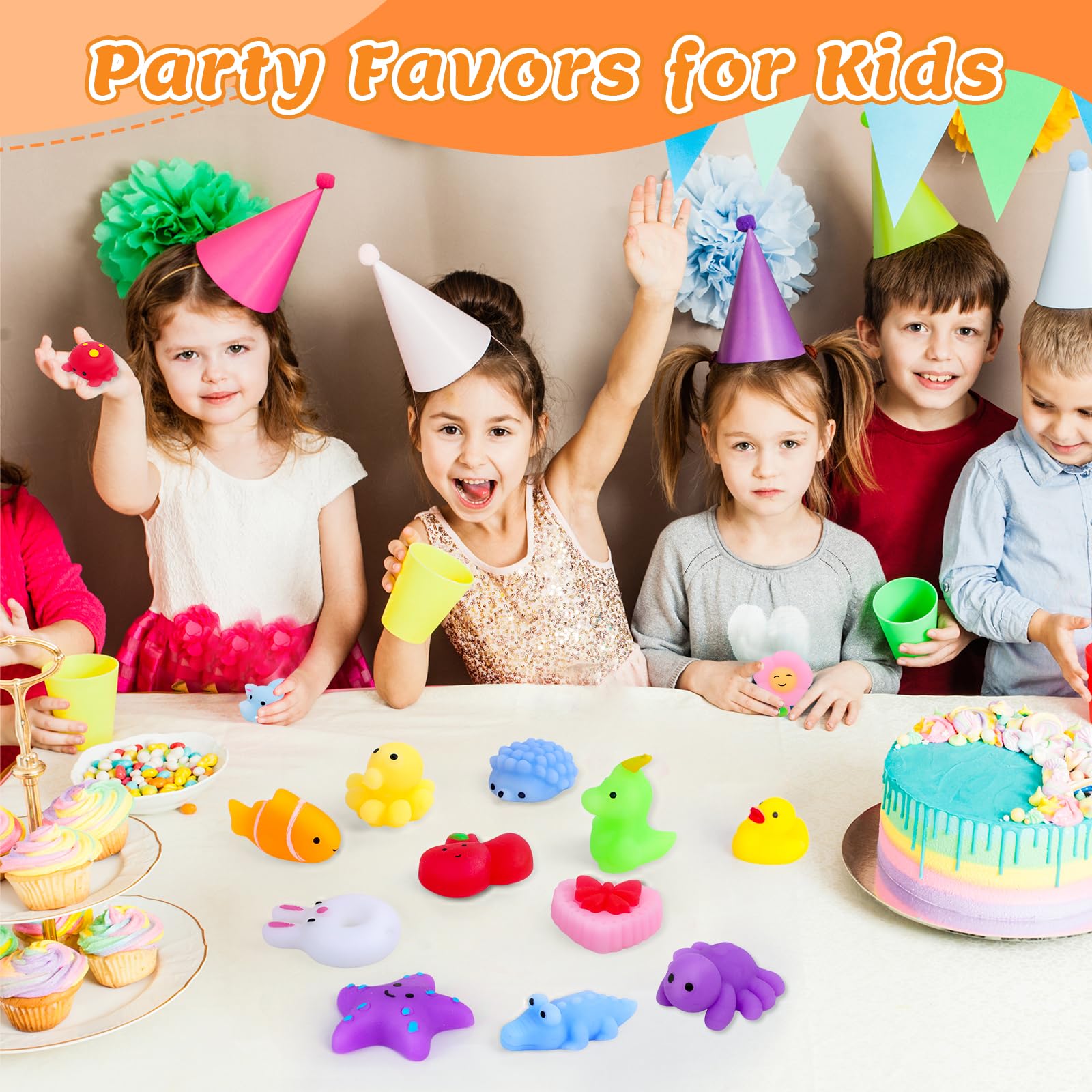 40 Pack Mochi Squishy Toys for Kids - Stress Relief Fidget Toys for Classroom & Easter Gifts